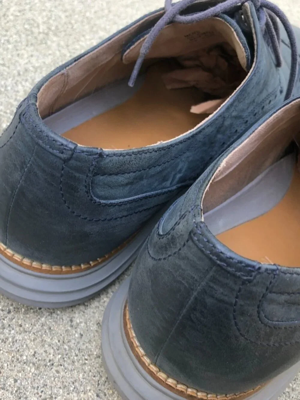 COLE HAAN Modern Blue Oxford Wingtip Shoes Men's 10 M Blue Leather Suede C26473